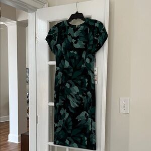 Calvin Klein Dark Green Floral Midi Dress